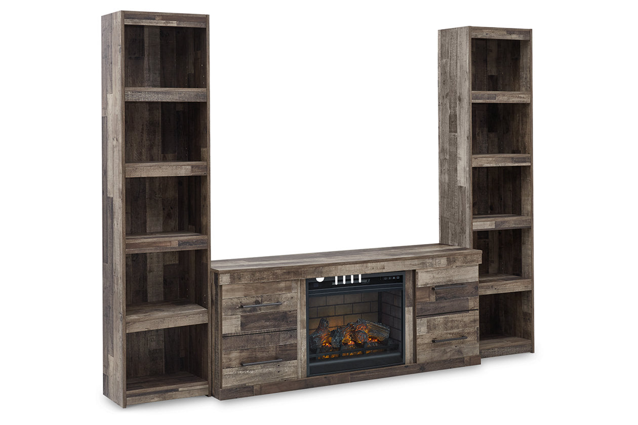 Derekson Multi Gray 3-Piece Entertainment Center with Electric Fireplace -  Ashley - Luna Furniture