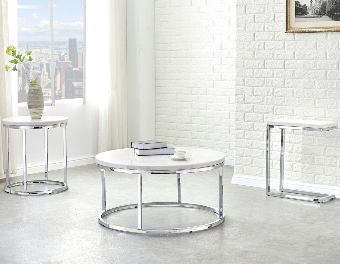 Echo 3-Piece Marble Top Set(Cocktail &amp; 2 End Tables)
