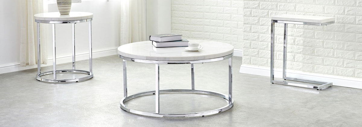 Echo 3-Piece Marble Top Set(Cocktail &amp; 2 End Tables)