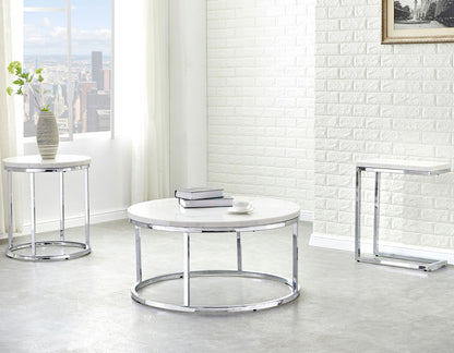 Echo 3-Piece Marble Top Occasional Table Set(Cocktail &amp; 2 End Tables)