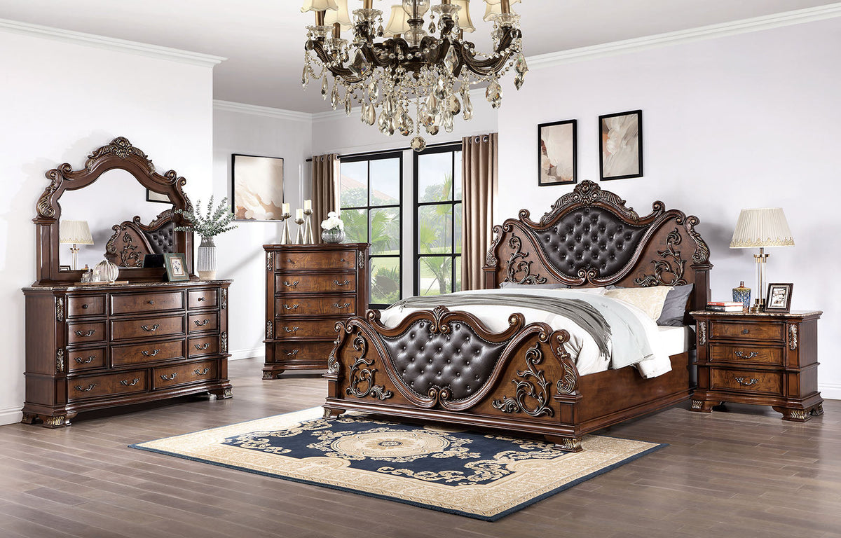 Esparanza Brown Cherry Traditional Bedroom Set