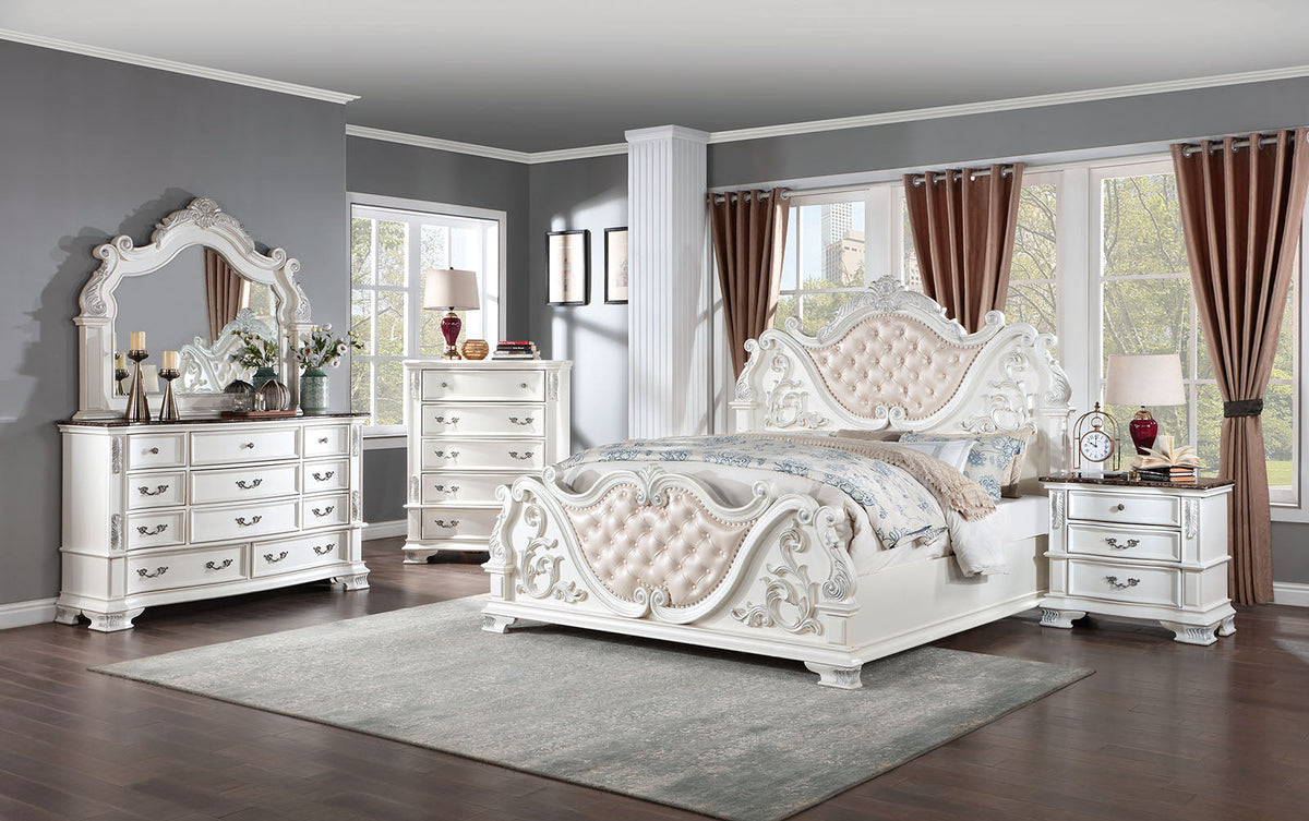Esparanza Pearl White Traditional Bedroom Set