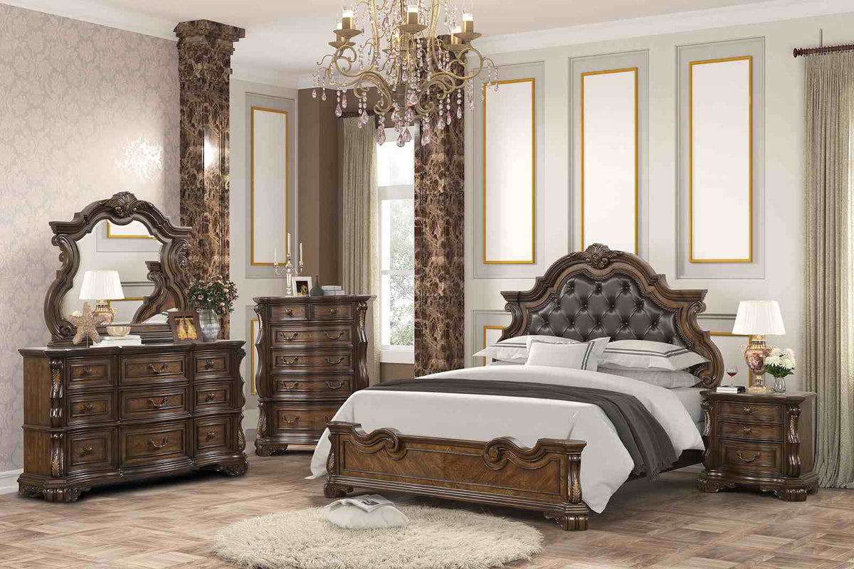 Leovanni Dark Brown Traditional Bedroom Set