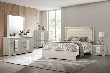 Lincolt White Wash/Stone Gray Contemporary Bedroom Set