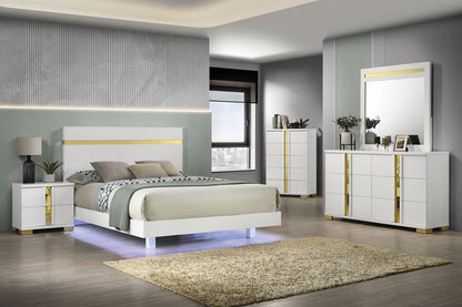 Lillestrom White/Gold Contemporary Bedroom Set