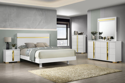 Lillestrom White/Gold Contemporary Bedroom Set