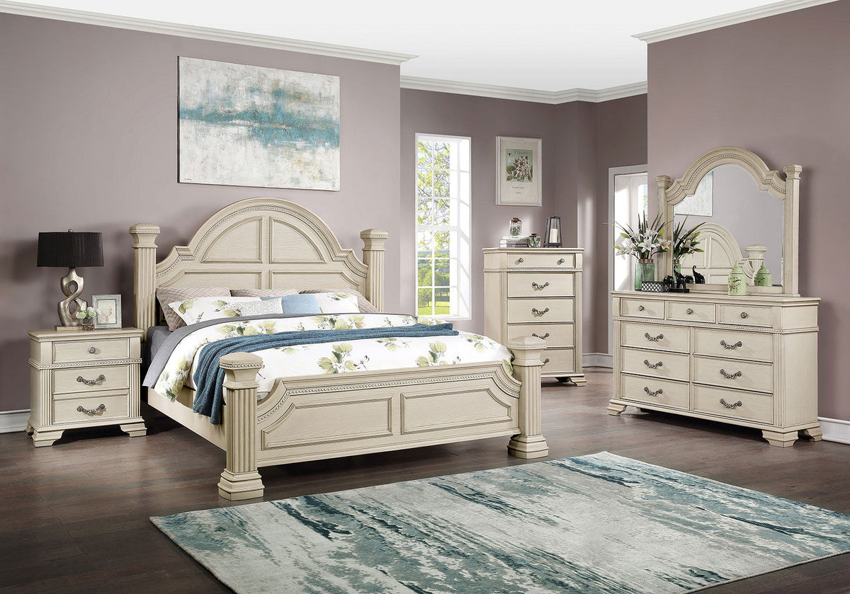 Pamphilos Antique White Traditional Bedroom Set