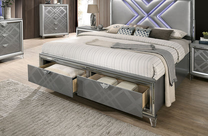 Emmeline Silver Contemporary Storage Bedroom Set
