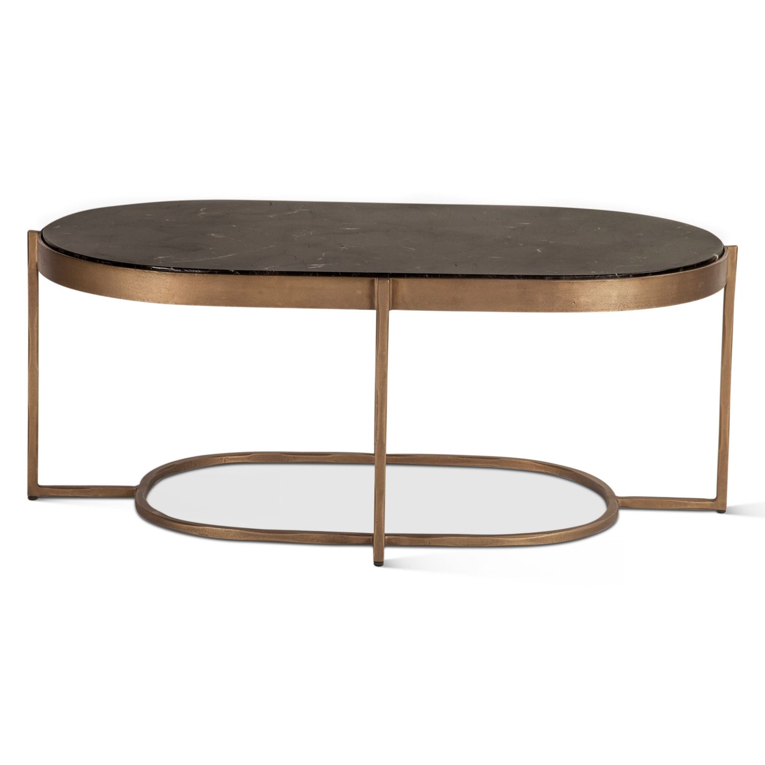 Reno 43" Coffee Table with Black Marble and Antique Brass Base