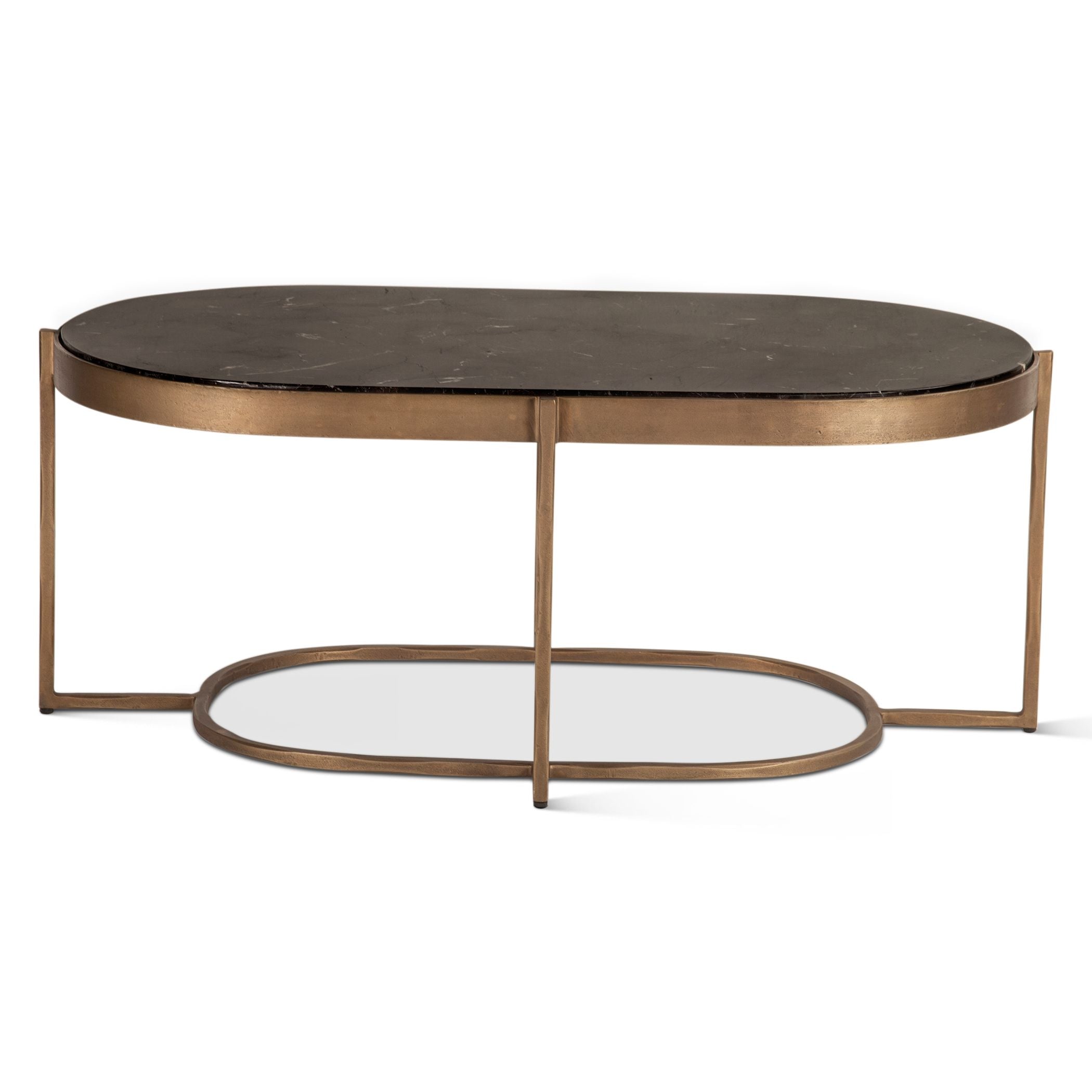 Reno 43" Coffee Table with Black Marble and Antique Brass Base