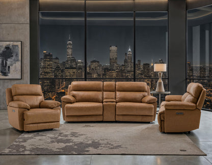 Gatlin 3-Piece Dual-Power Reclining Set, Leather  Sofa, Loveseat, Recliner