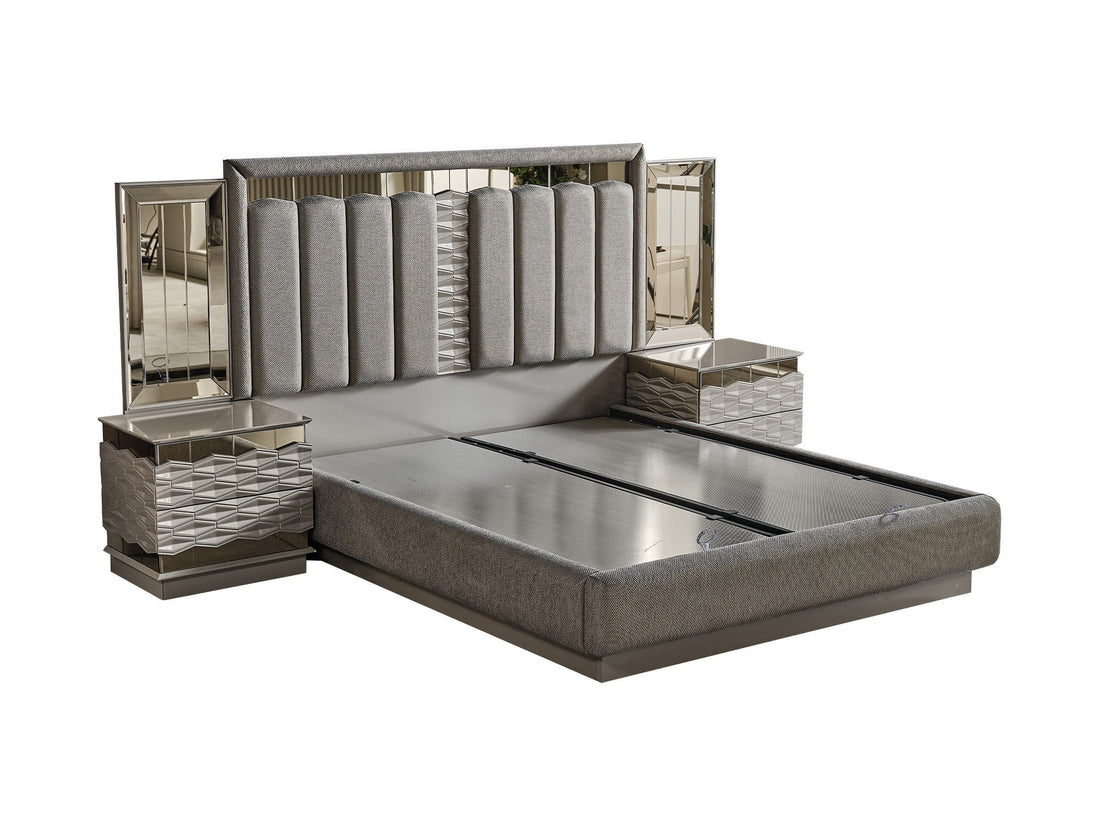 Gokce King Bed Frame With Headboard
