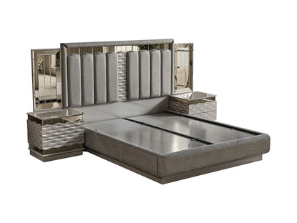 Gokce Bedroom (Queen Frame With Headboard &amp; Dresser With Mirror &amp; Ottoman &amp; 2 Nightstand)