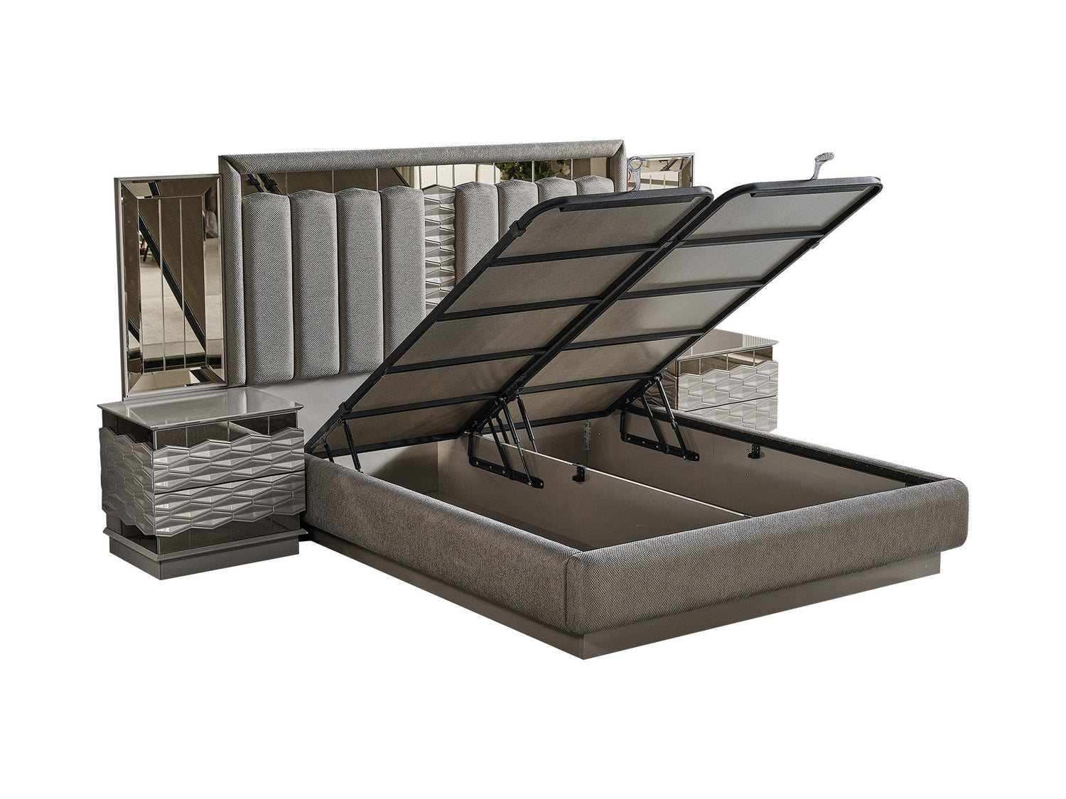 Gokce King Bed Frame With Headboard