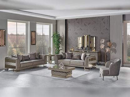 Gokce 4-pieces (2 Sofa &amp; 2 Chair) Livingroom Set in Grey