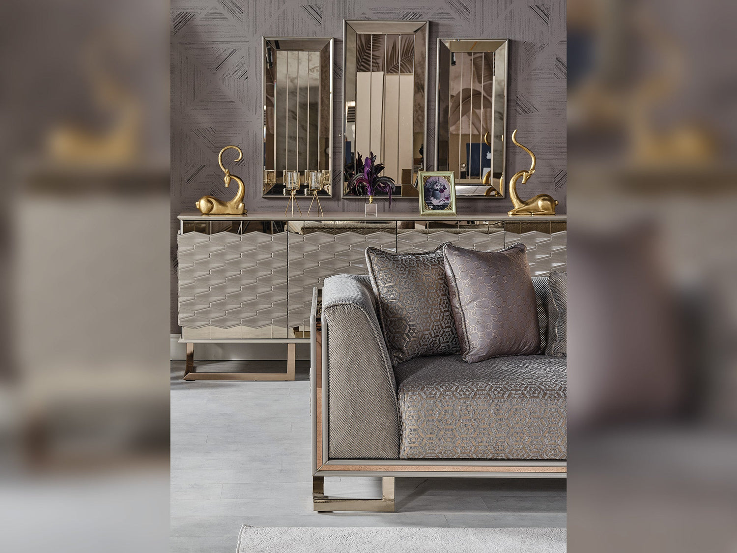 Gokce Stationary Sofa in Grey