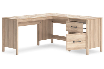 Battelle Tan 60" Home Office Desk with Return -  Ashley - Luna Furniture