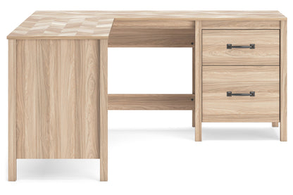 Battelle Tan 60" Home Office Desk with Return -  Ashley - Luna Furniture