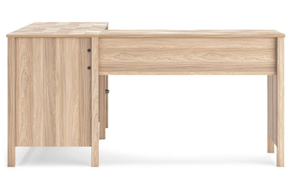 Battelle Tan 60" Home Office Desk with Return -  Ashley - Luna Furniture