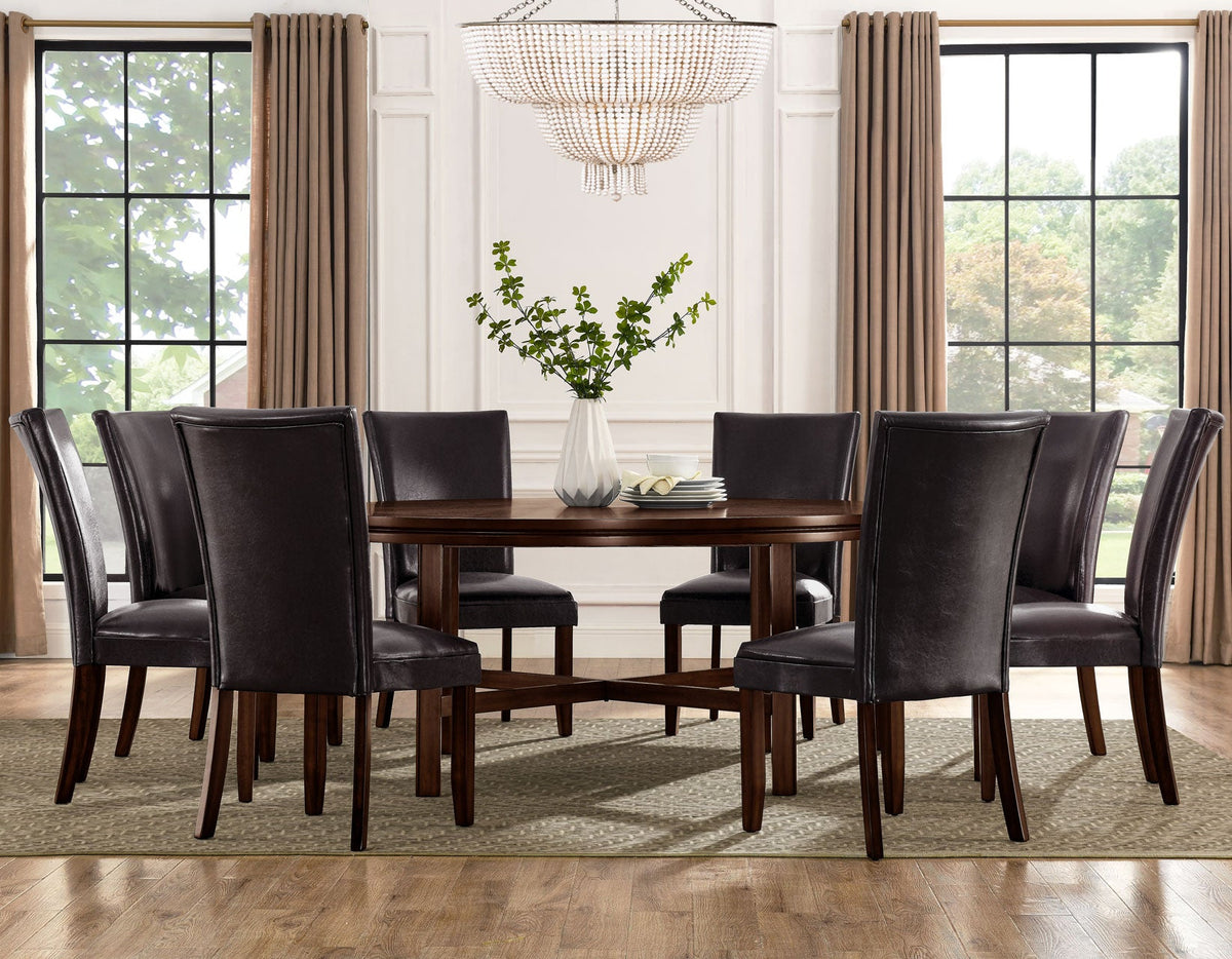 Hartford Espresso Brown Round Dining Room Set with Lazy Susan