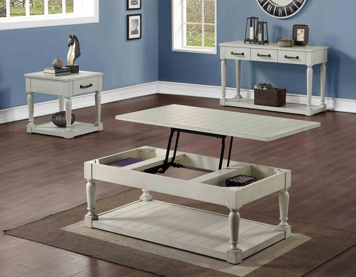Hemingway Alabaster 3-Piece Cocktail Table Set (Lift-Top Cocktail &amp; Two End Tables)