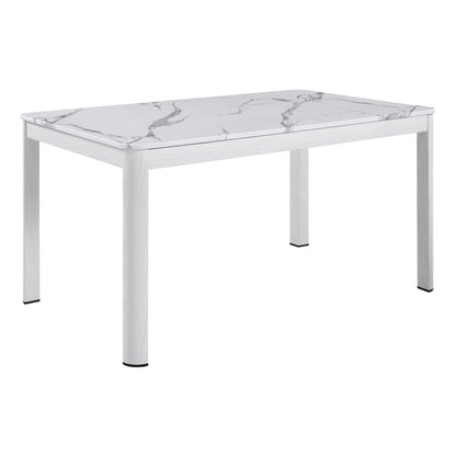 Hollis White/Beige Stone Top Dining Set from Homelegance - Luna Furniture
