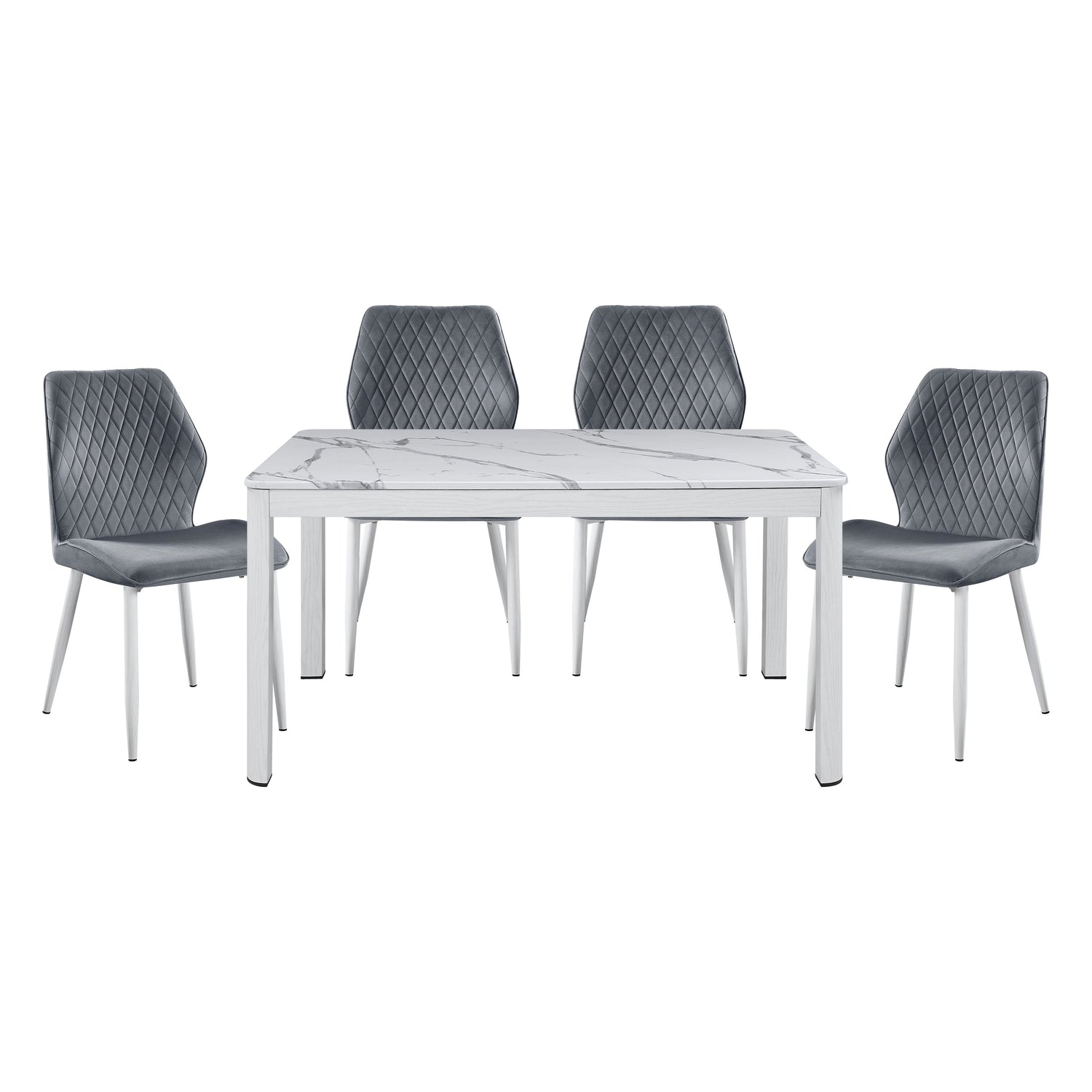 Hollis White/Dark Gray Stone Top Dining Set from Homelegance - Luna Furniture