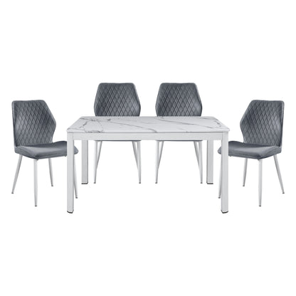 Hollis White/Dark Gray Stone Top Dining Set from Homelegance - Luna Furniture