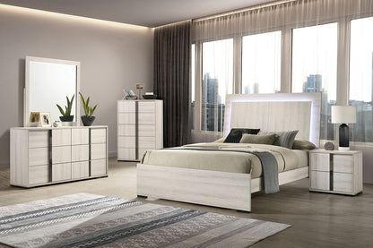 Horten White Wash Contemporary Bedroom Set