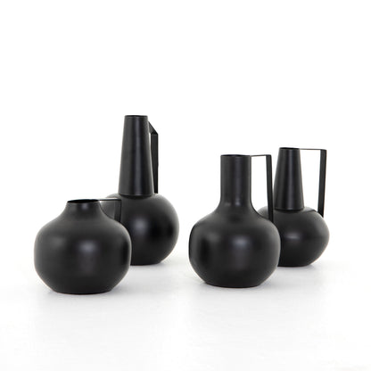 Aleta Vases, Set Of 4 in Iron Matte Black