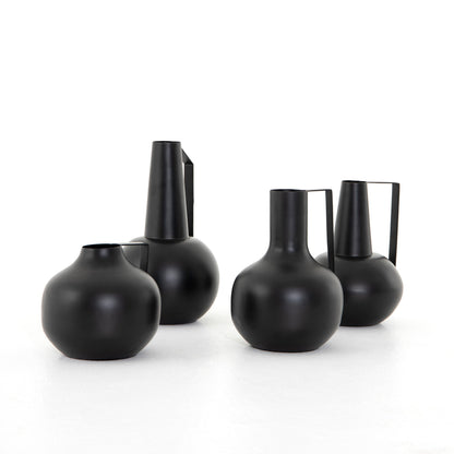 Aleta Vases, Set Of 4 in Iron Matte Black
