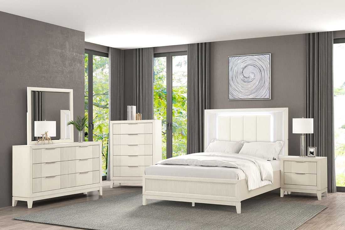 Isadore Antique White Transitional Bedroom Set