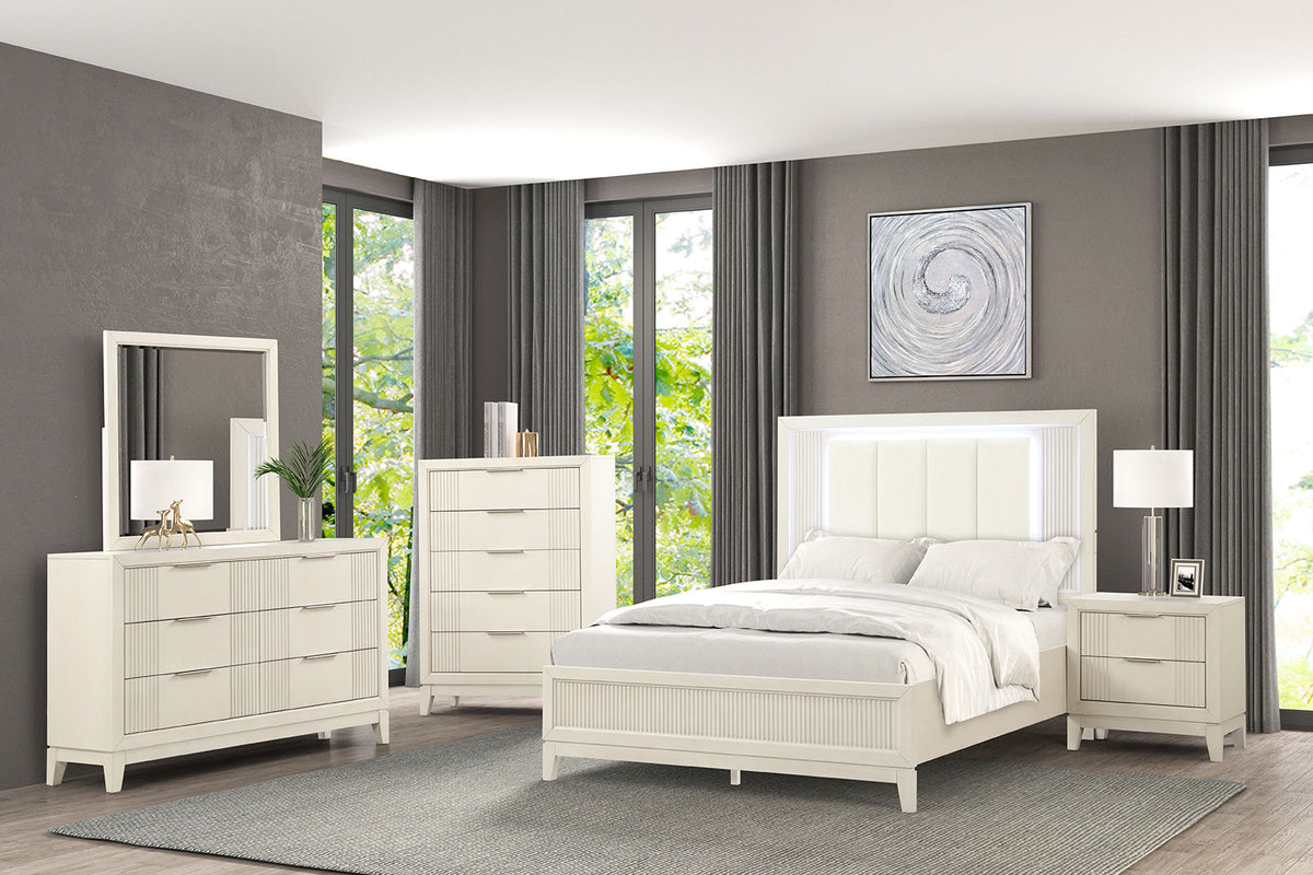 Isadore Antique White Transitional Bedroom Set