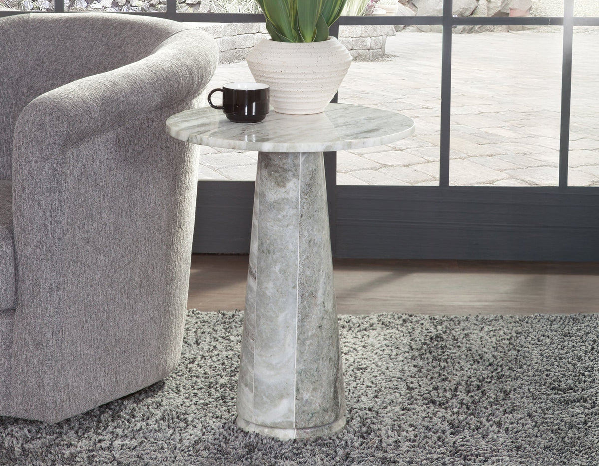 Joni 18″ Round Fantasy Brown Marble Accent End Table