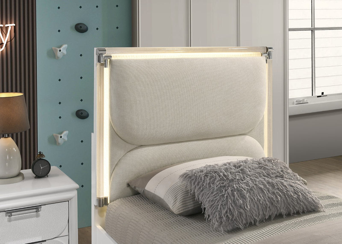 Lareina Pearl White Contemporary Storage Youth Bedroom Set
