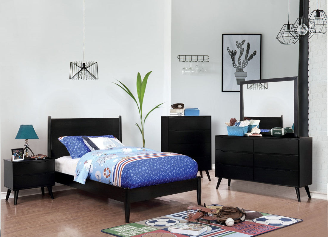 Lennart Black Mid-Century Youth Bedroom Set