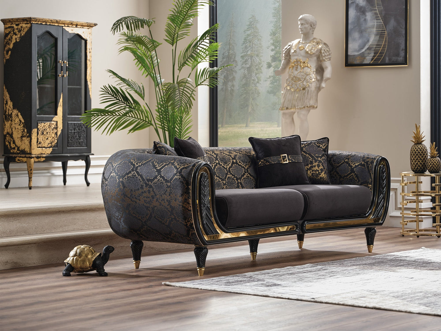 Lima Stationary Sofa in Black
