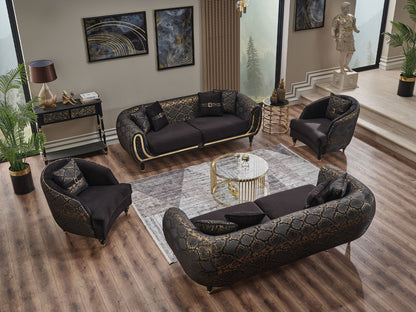 Lima 3-pieces (Sofa &amp; Loveseat &amp; Chair) Livingroom Set in Black