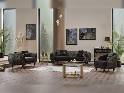 Lima 3-pieces (Sofa &amp; Loveseat &amp; Chair) Livingroom Set in Black