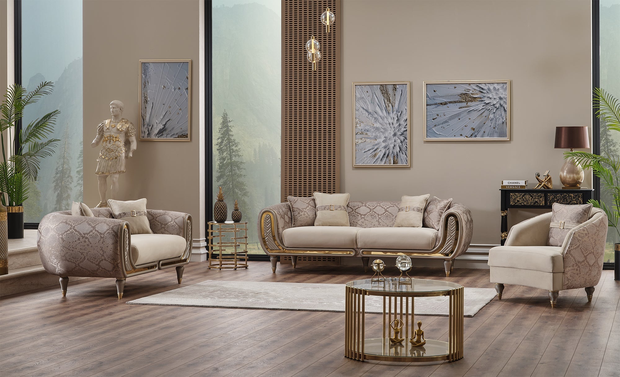 Lima 3-pieces (Sofa &amp; Loveseat &amp; Chair) Livingroom Set in Cream