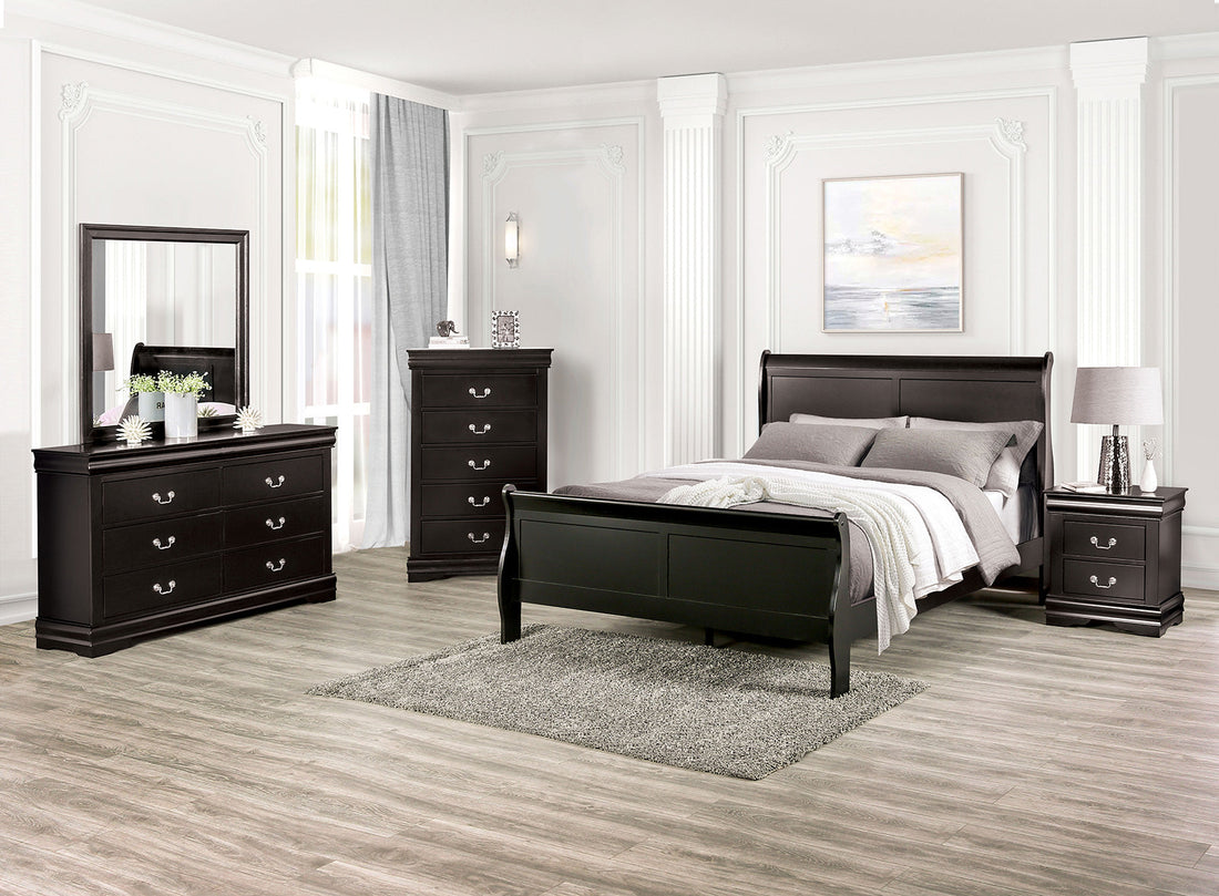 Louis Philippe Black Transitional Bedroom Set