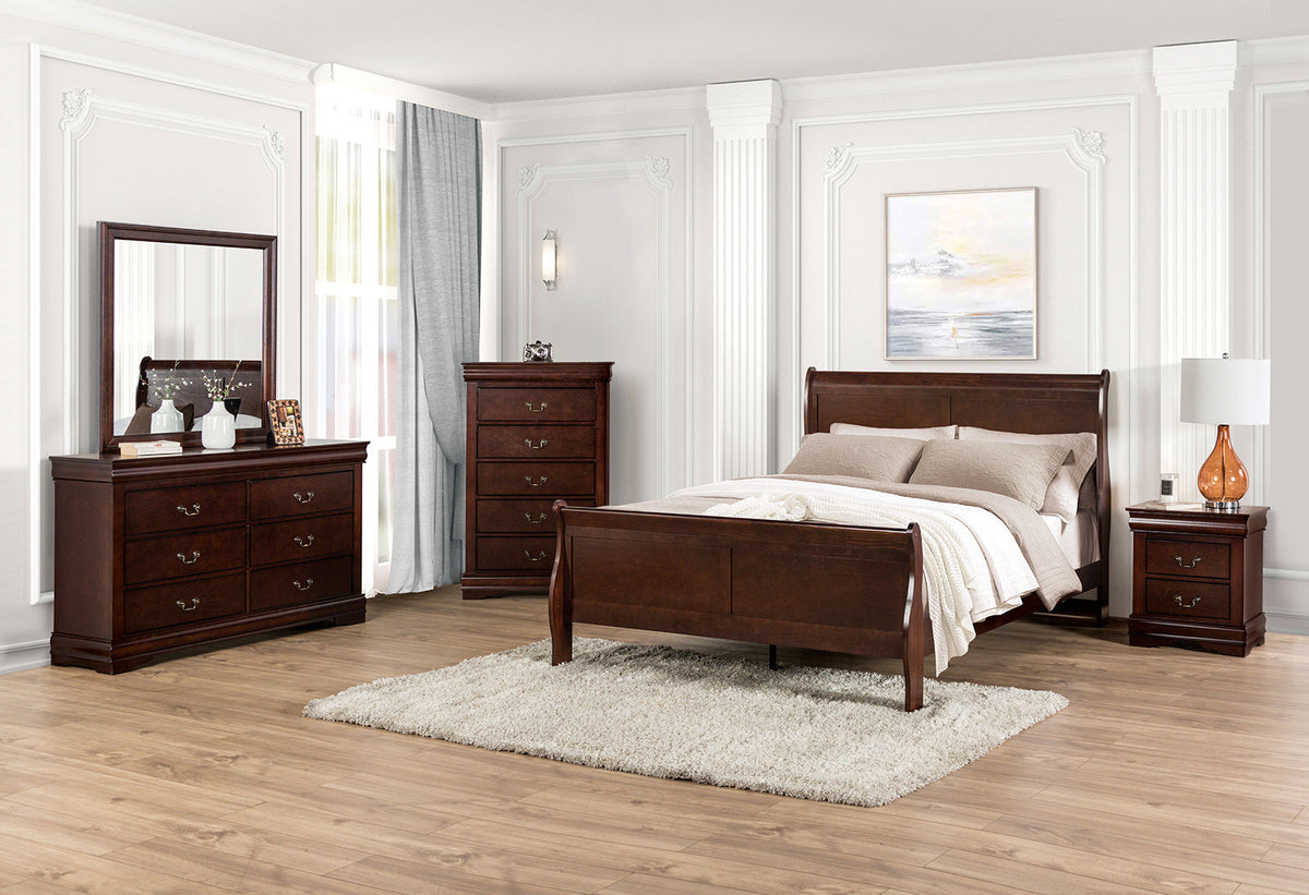 Louis Philippe Dark Cherry Transitional Youth Bedroom Set