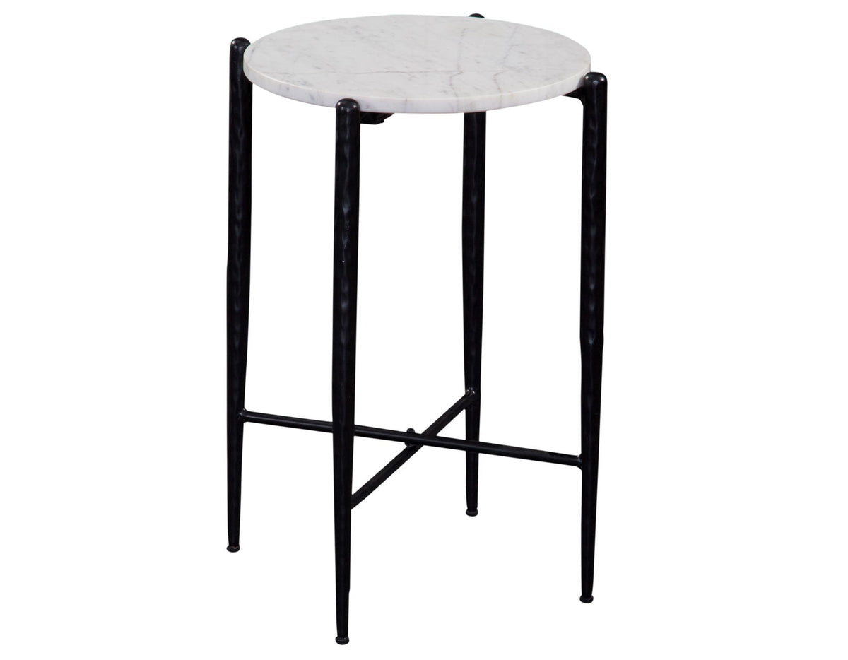 Loxie White 16″ Round Solid Marble Top End Table