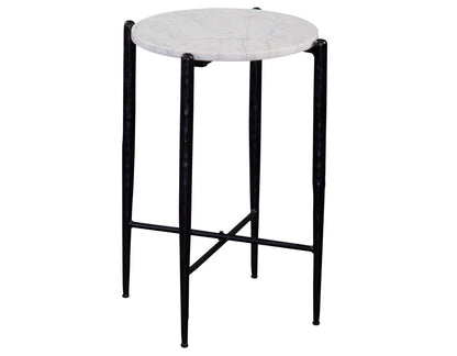 Loxie White 16″ Round Solid Marble Top End Table