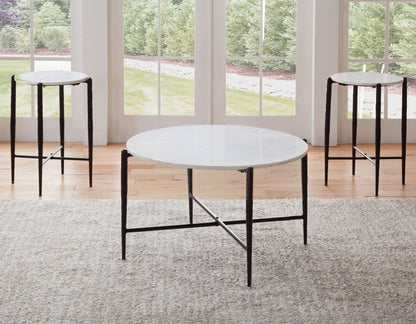 Loxie White 29.5″ Round Solid Marble Top Cocktail Table