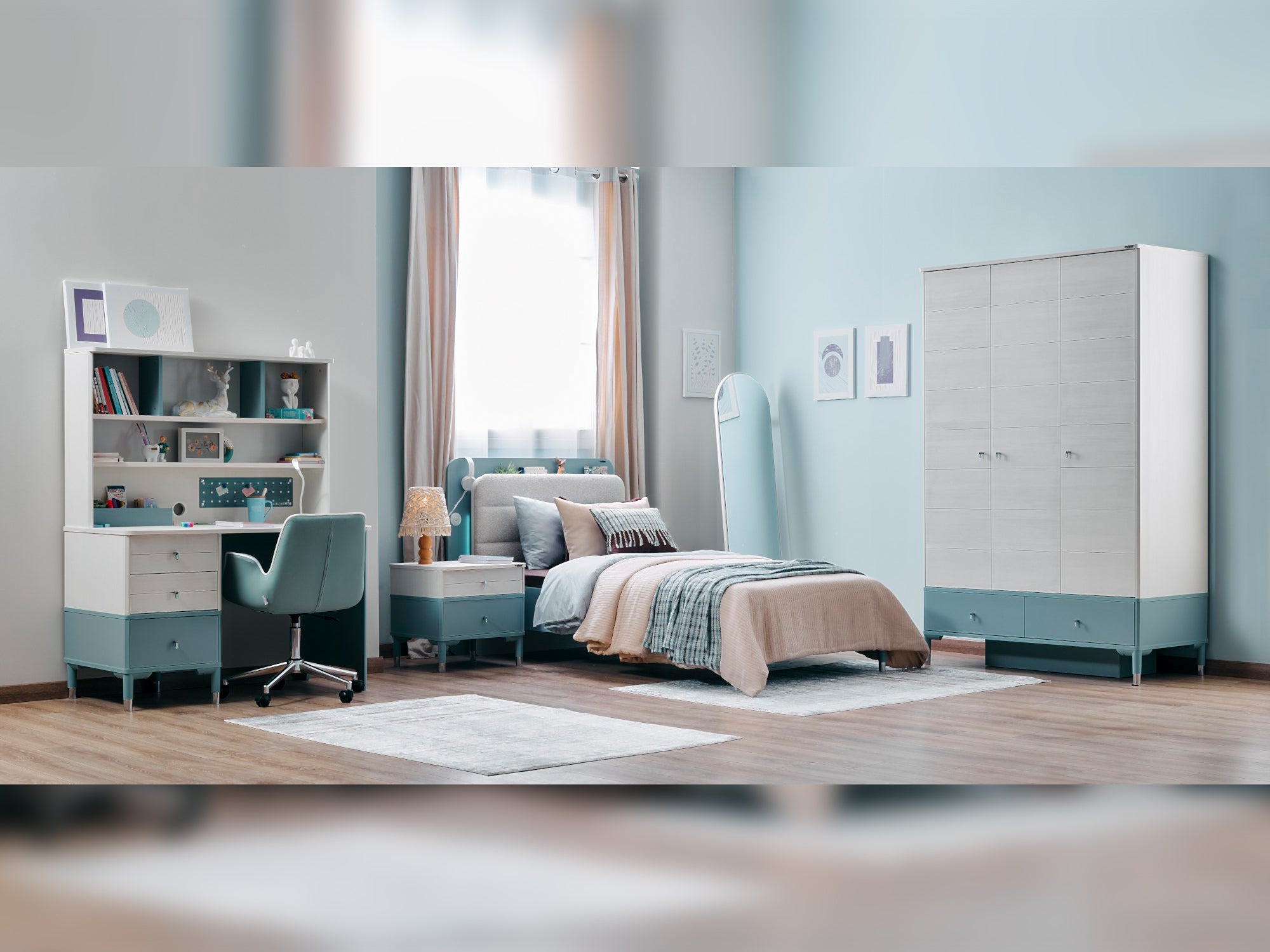 Marin Kids Room Set (Twin Bed &amp;  Study Desk &amp;  Nightstand)