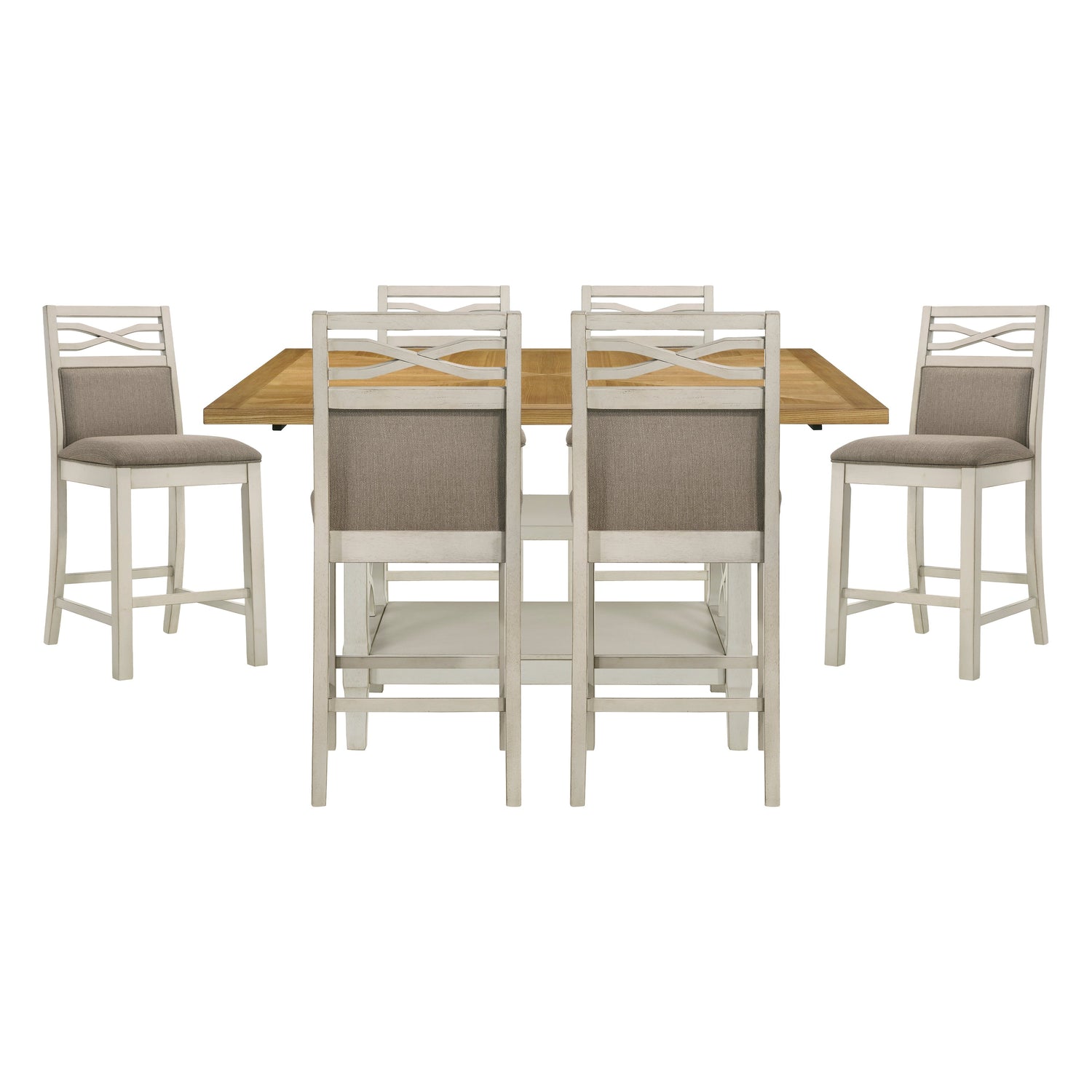 Maribelle Light Oak/Gray 7-Piece Counter Height Set from Homelegance - Luna Furniture