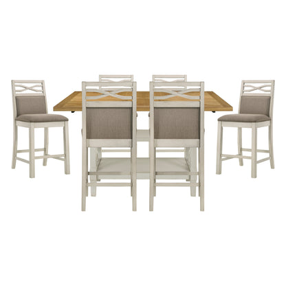 Maribelle Light Oak/Gray 7-Piece Counter Height Set from Homelegance - Luna Furniture