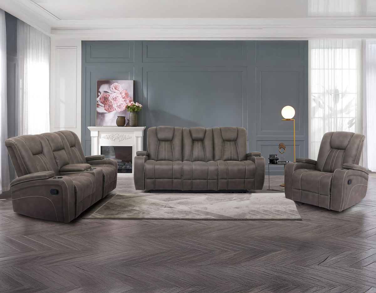 Marlow 3-Piece Sand Vegan Leather Manual Reclining Set