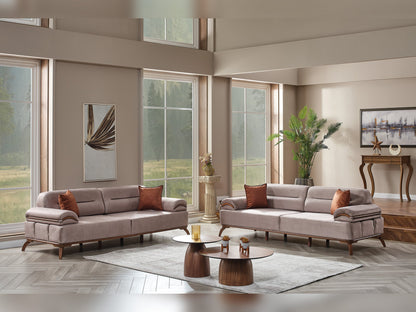 Mia 4-pieces (2 Sofa &amp; 2 Chair) Livingroom Set in Beige